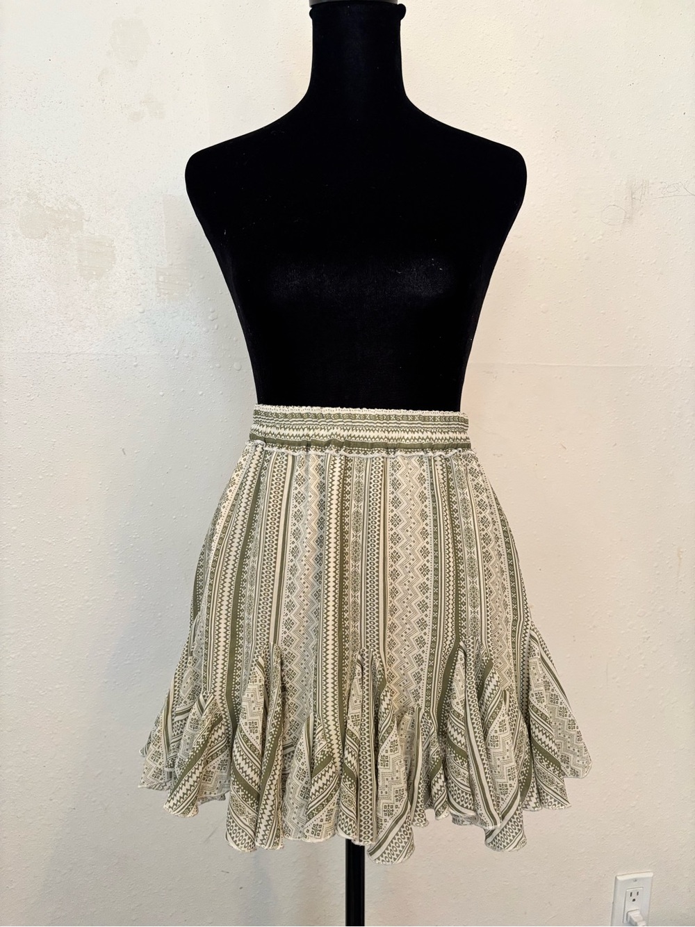 Forever 21 Green and White Striped Midi Skirt